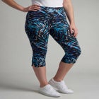Stretch-Cotton Knit Pull-On Printed Capri Leggings image number null
