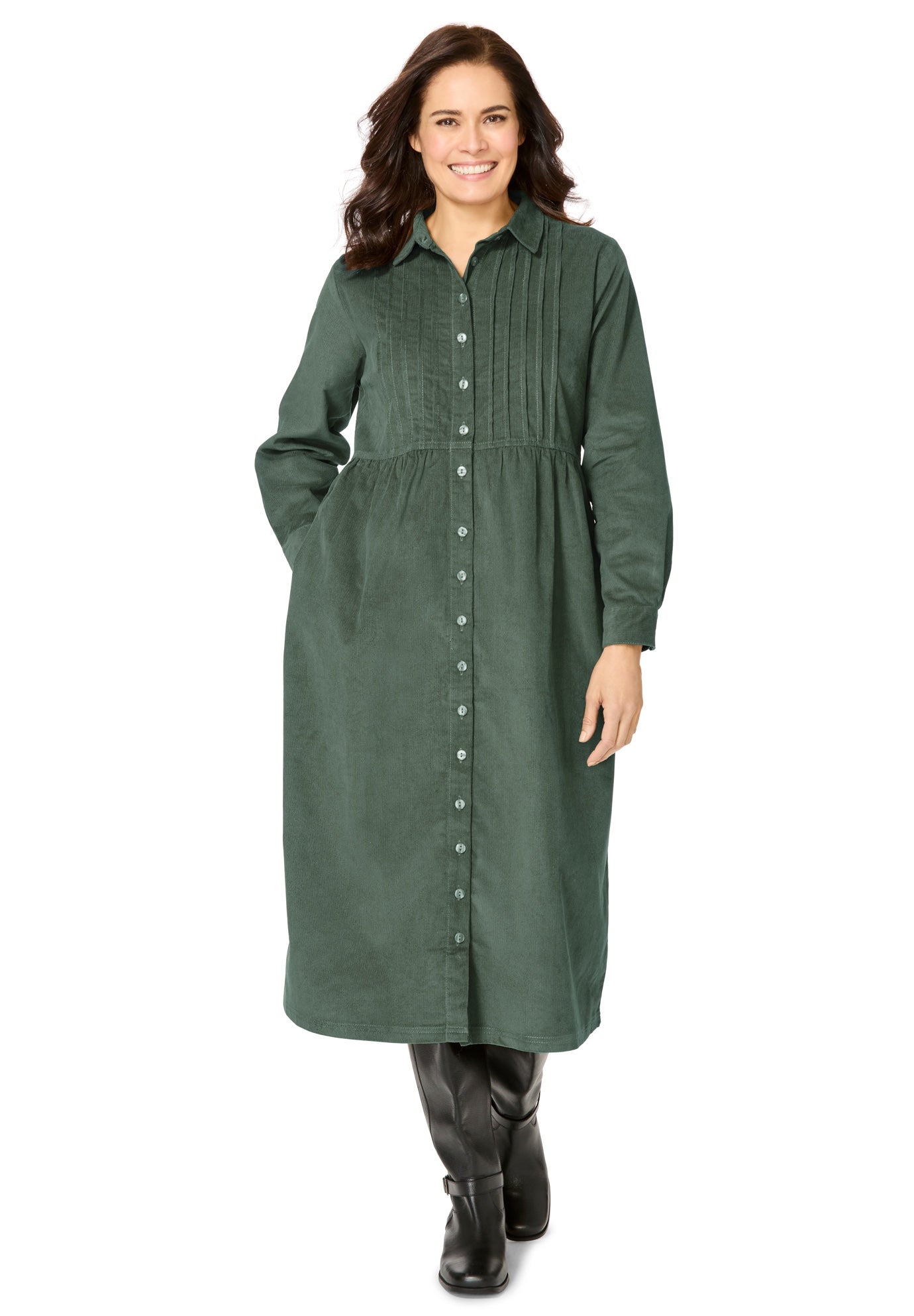 Button Front Corduroy Dress image number 0