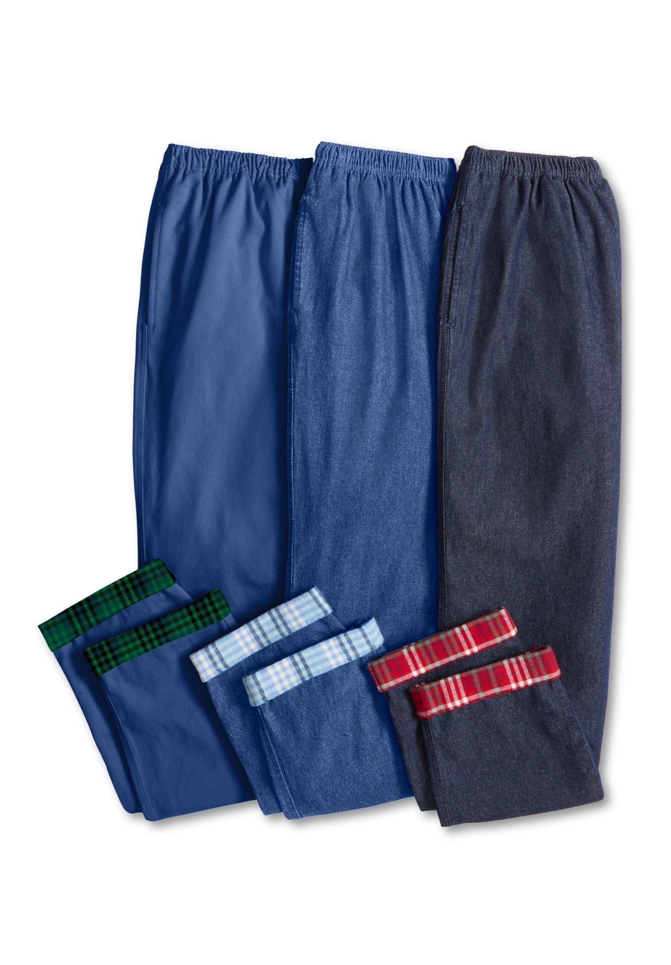 Elastic-Waist Cotton Straight Leg Denim Pant with Flannel Lining image number 2