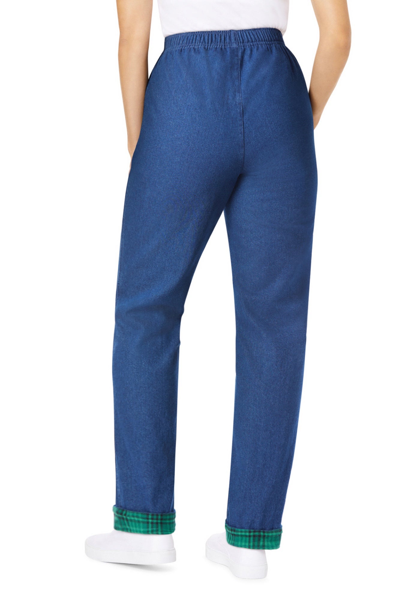 Elastic-Waist Cotton Straight Leg Denim Pant with Flannel Lining image number 1