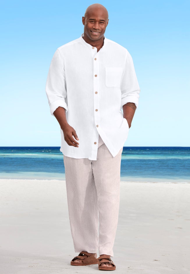 Gauze Mandarin Collar Shirt image number 3