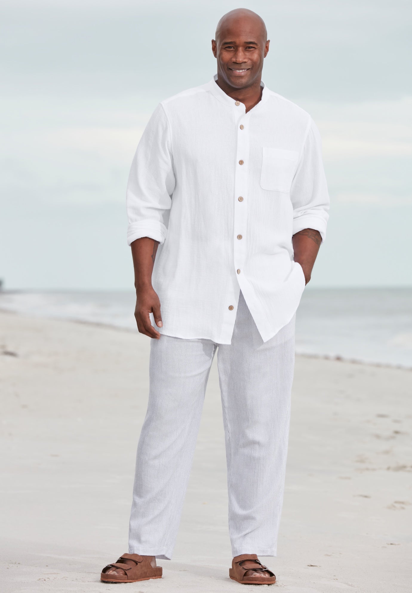 Gauze Mandarin Collar Shirt image number 0