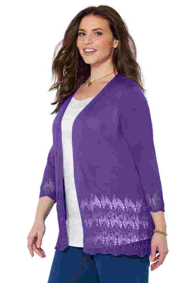 Pointelle Chevron Cardigan image number 2