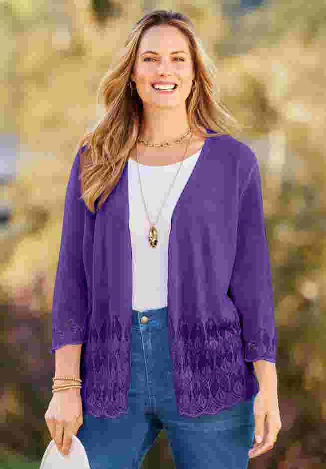 Pointelle Chevron Cardigan image number 0