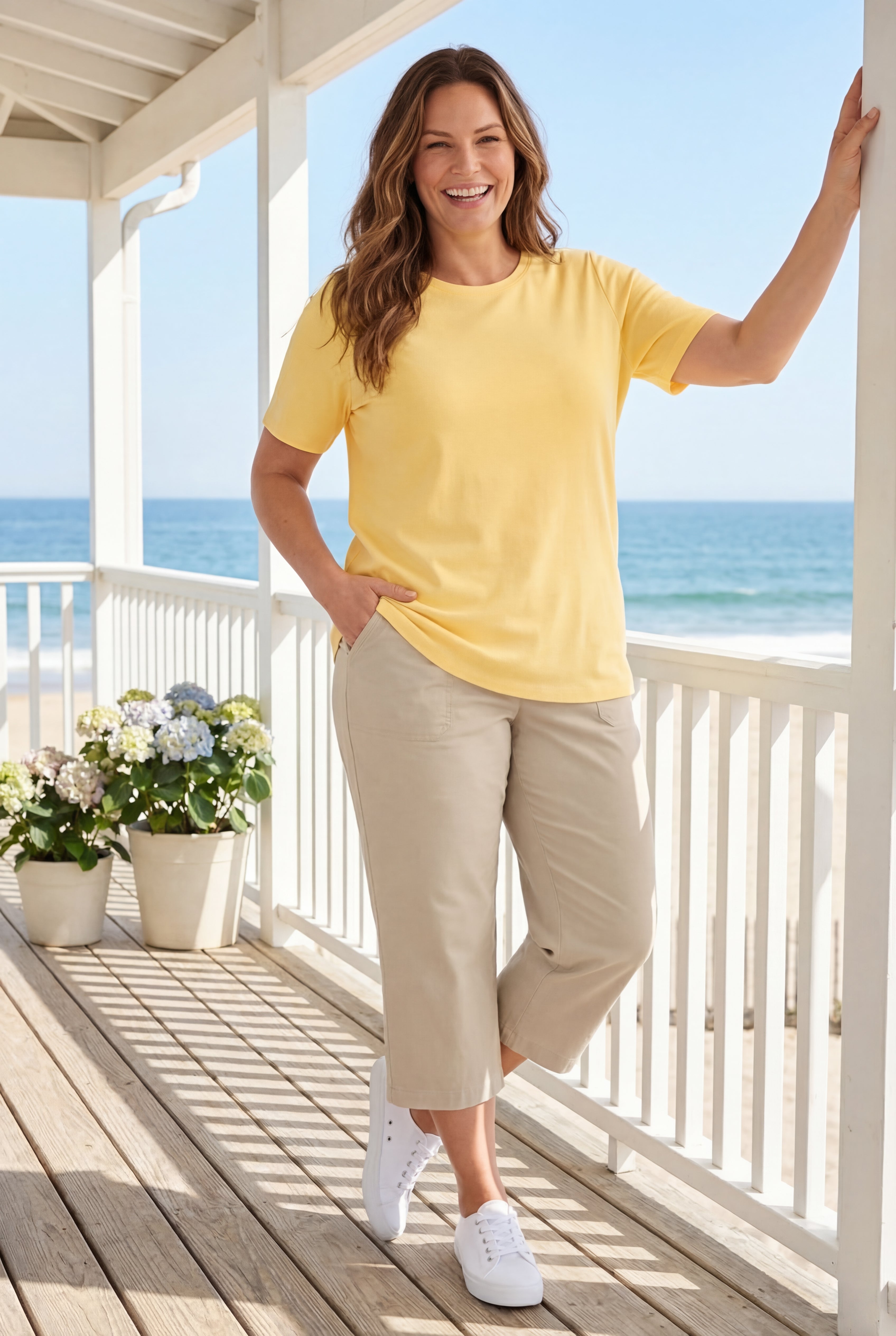 Perfect Short-Sleeve Crewneck Cotton Tee image number 0