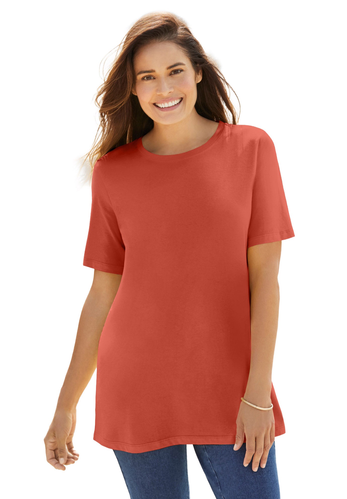 Perfect Short-Sleeve Crewneck Cotton Tee image number 0