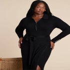 Zipper & Tie Sweater Dress image number null