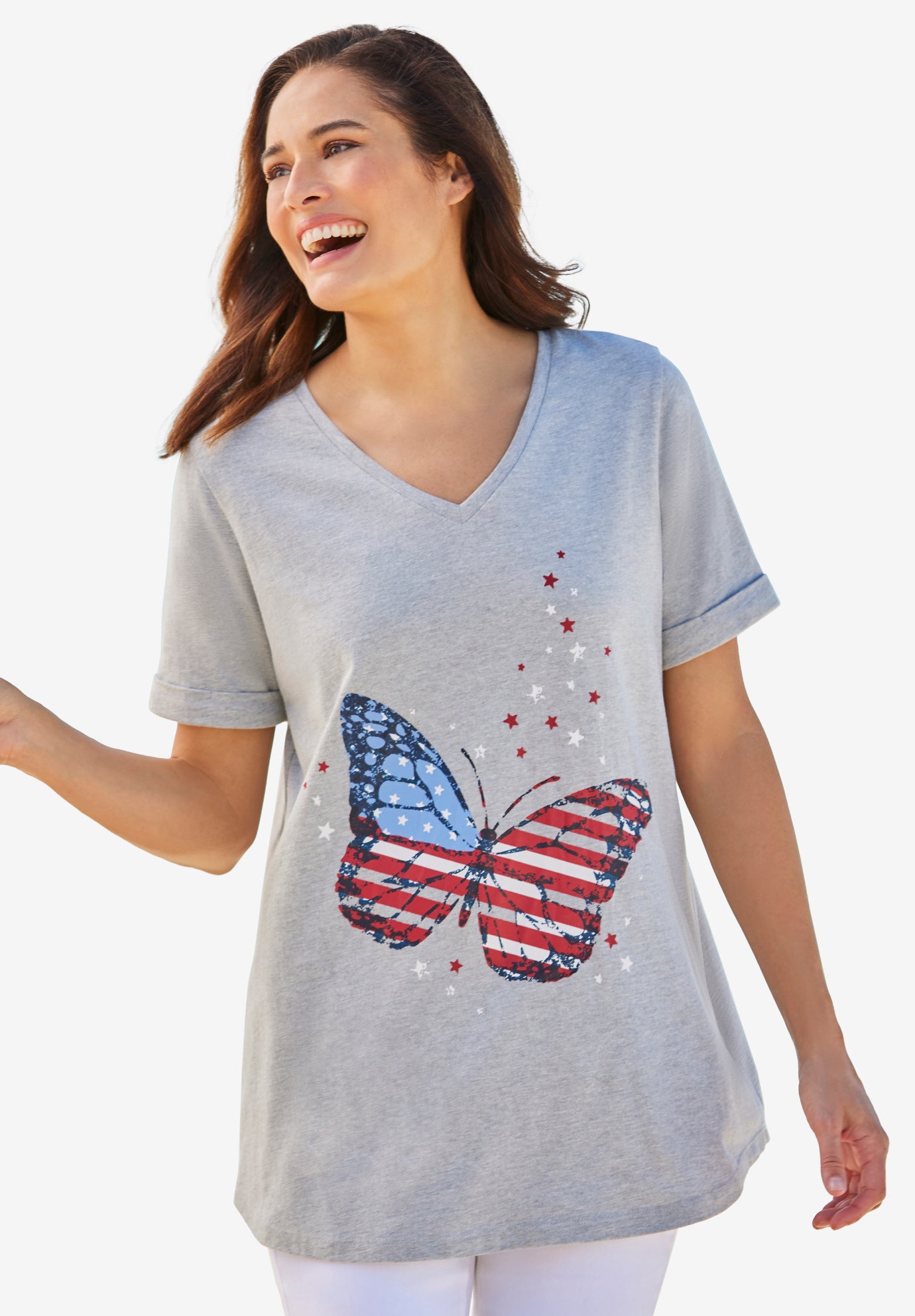Cuffed Americana Print Tee image number 6