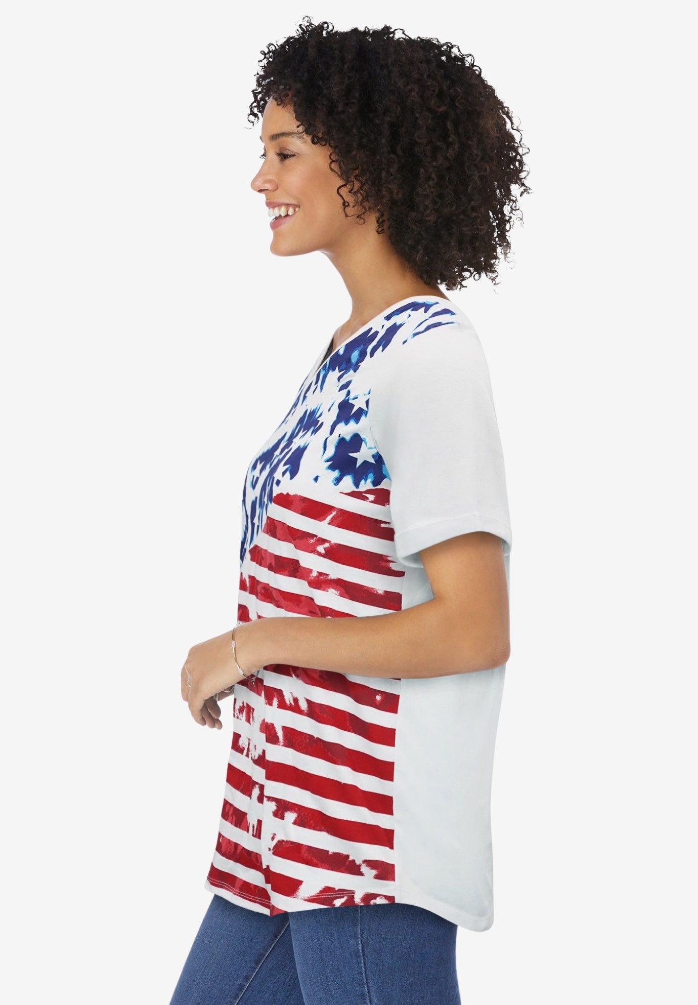 Cuffed Americana Print Tee image number 2