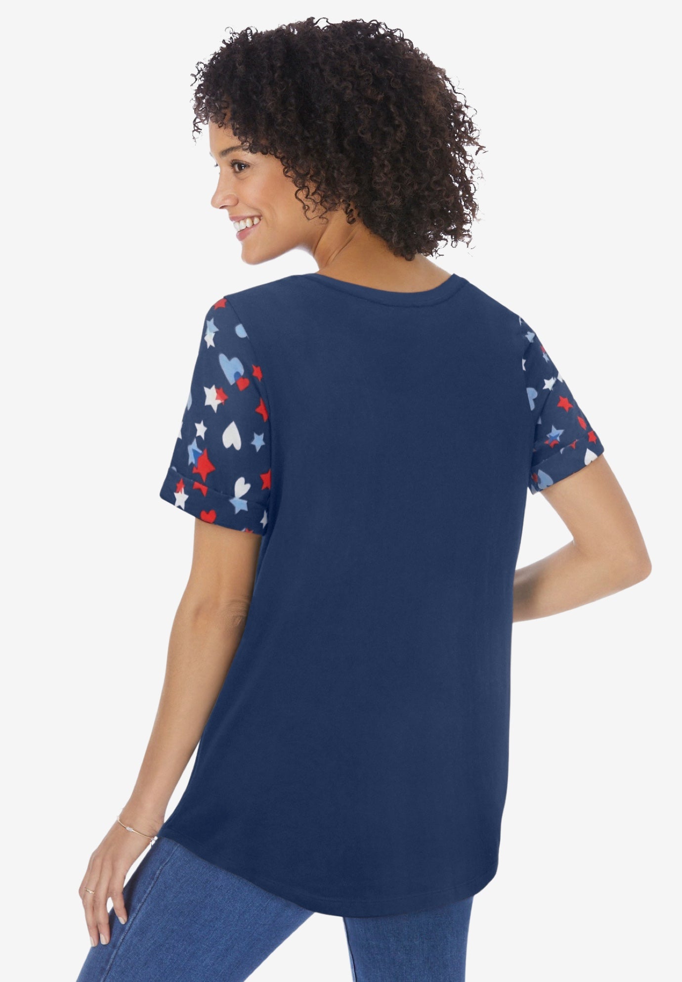 Cuffed Americana Print Tee image number 4