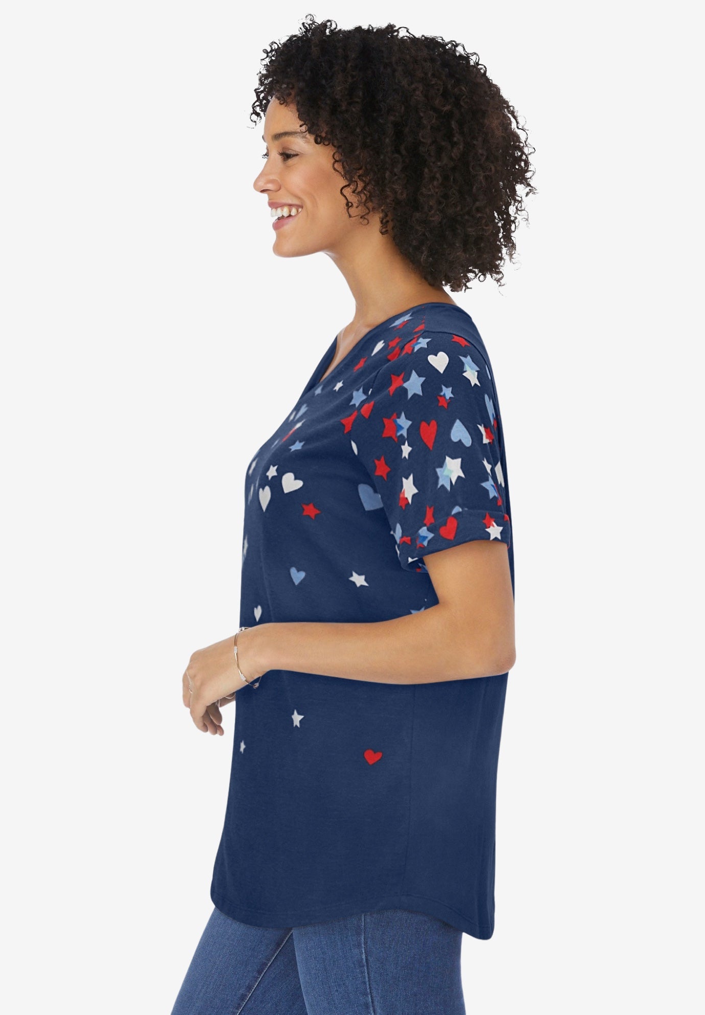 Cuffed Americana Print Tee image number 5