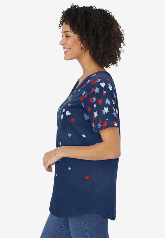 Cuffed Americana Print Tee image number 5