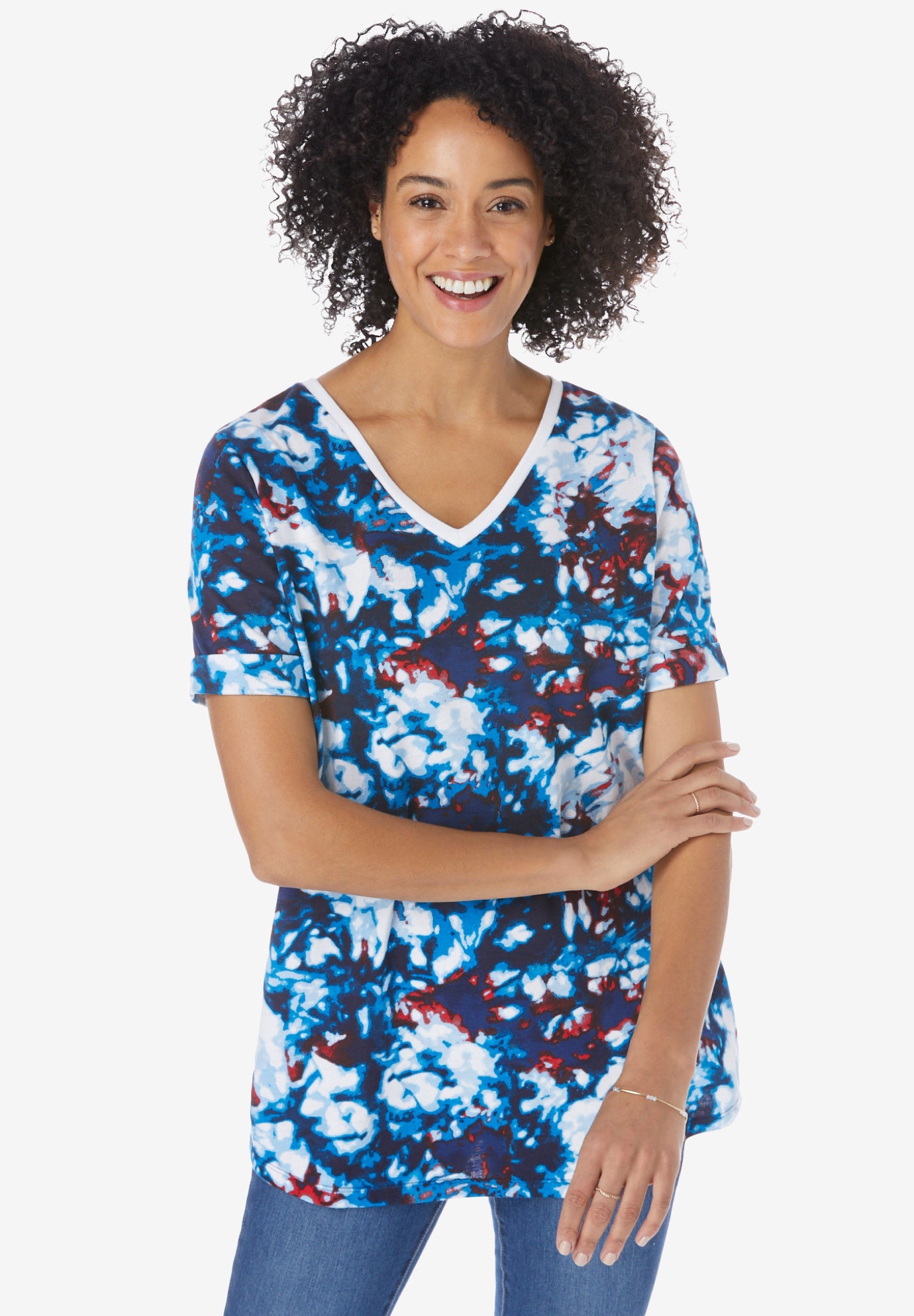 Cuffed Americana Print Tee image number 0