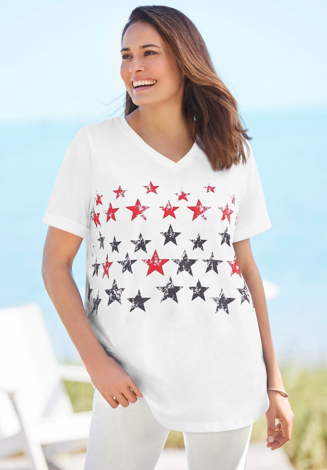 Cuffed Americana Print Tee image number 0
