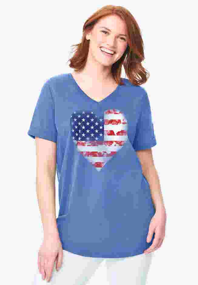 Cuffed Americana Print Tee image number 0