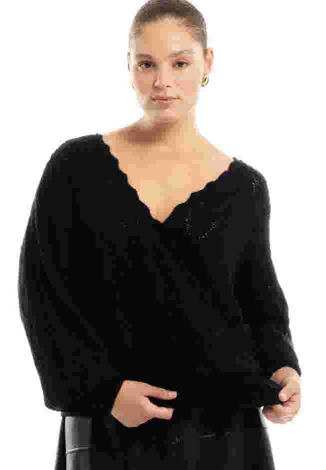 Scallop-Trim Wrap Sweater image number 2