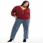 Scallop-Trim Wrap Sweater image number null