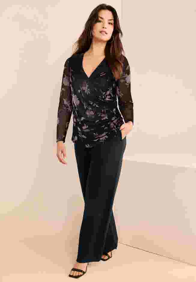 Velvet Burnout Surplice Top image number 0