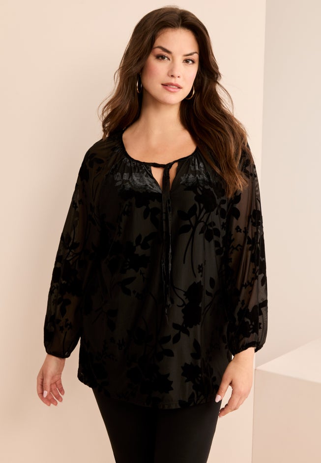 Velvet Burnout Keyhole Tee image number 0