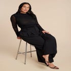 Shirred Sheer Top image number null