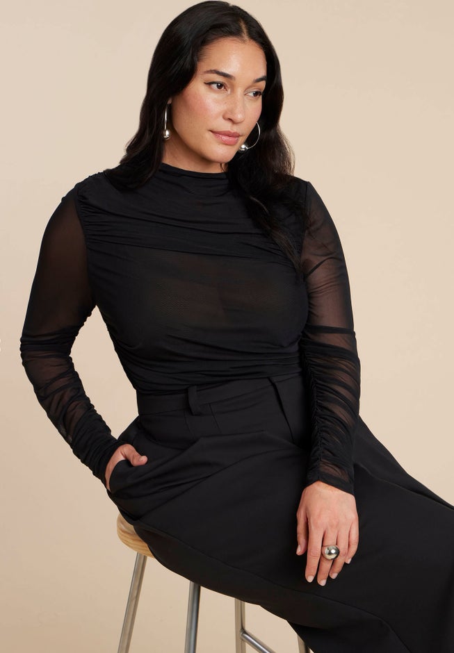 Shirred Sheer Top image number 0