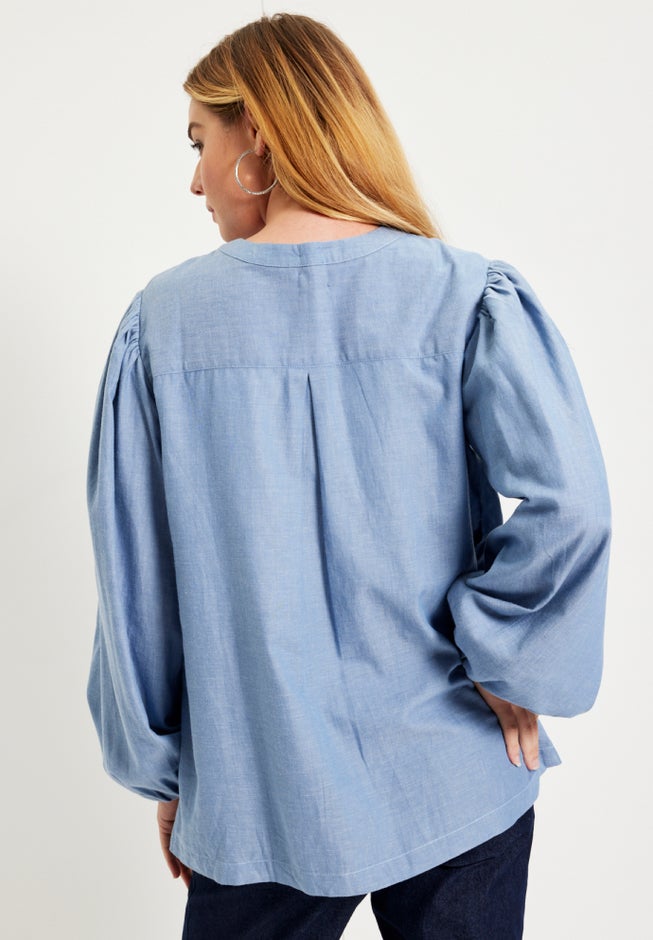 Puff Sleeve Chambray Jacket image number 1
