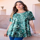 Plus Size Cotton Ultimate Swing Tee with Keyhole Back image number null