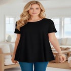 Plus Size Ultimate Cotton Crewneck Short Sleeve Swing Tee image number null