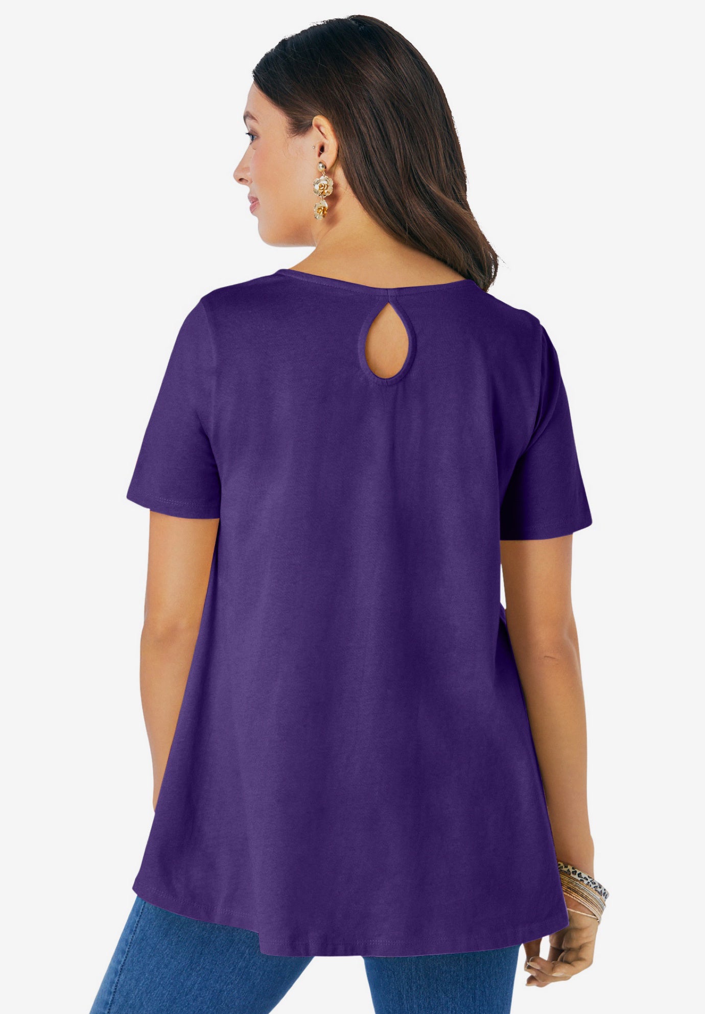 Plus Size Cotton Ultimate Swing Tee with Keyhole Back image number 1