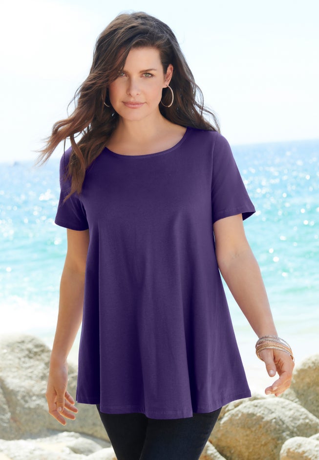 Plus Size Cotton Ultimate Swing Tee with Keyhole Back image number 4