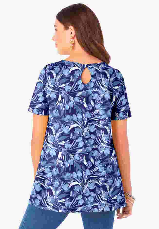Plus Size Cotton Ultimate Swing Tee with Keyhole Back image number 1
