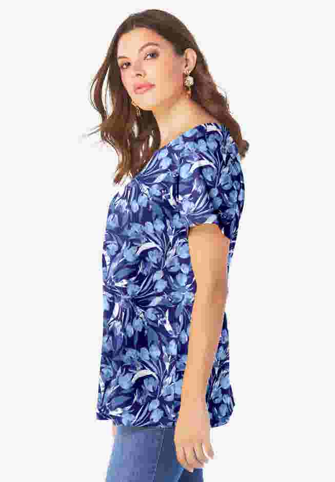Plus Size Cotton Ultimate Swing Tee with Keyhole Back image number 2