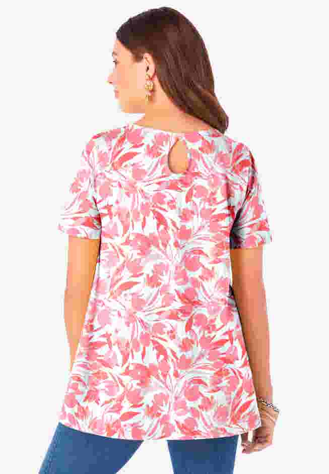 Plus Size Cotton Ultimate Swing Tee with Keyhole Back image number 1