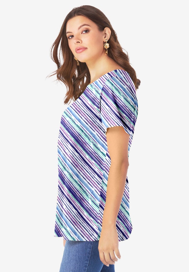 Plus Size Ultimate Cotton Crewneck Short Sleeve Swing Tee image number 2