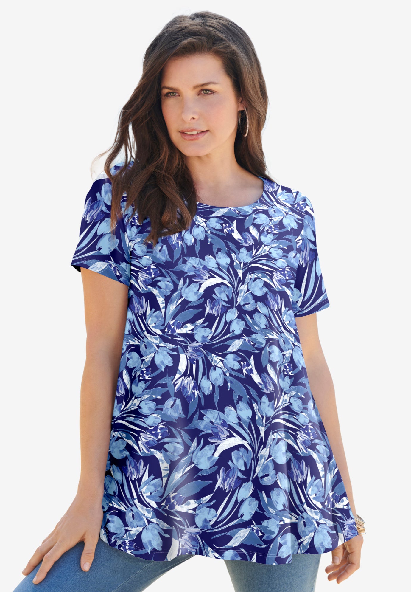 Plus Size Cotton Ultimate Swing Tee with Keyhole Back image number 0