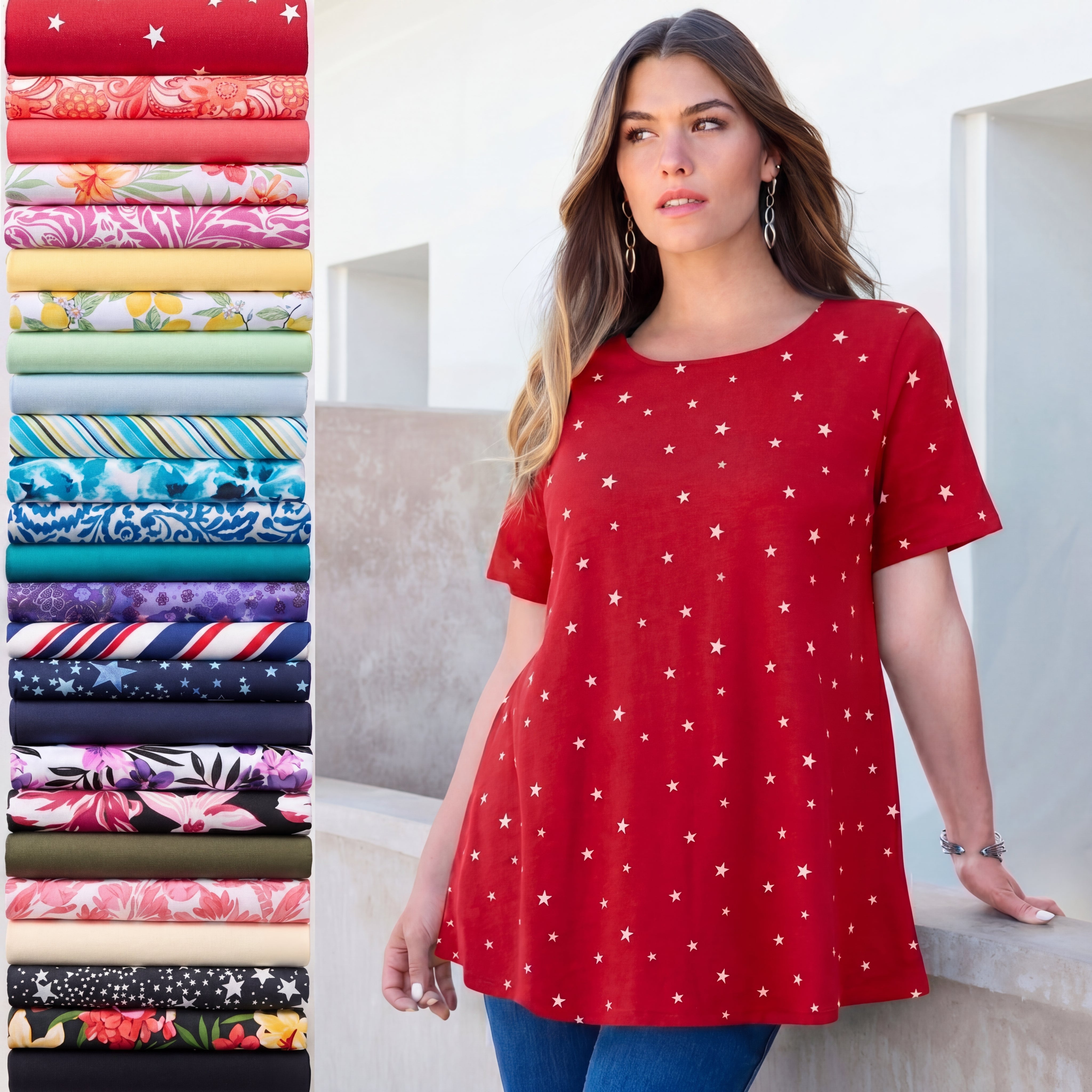 Plus Size Ultimate Cotton Crewneck Short Sleeve Swing Tee image number 0