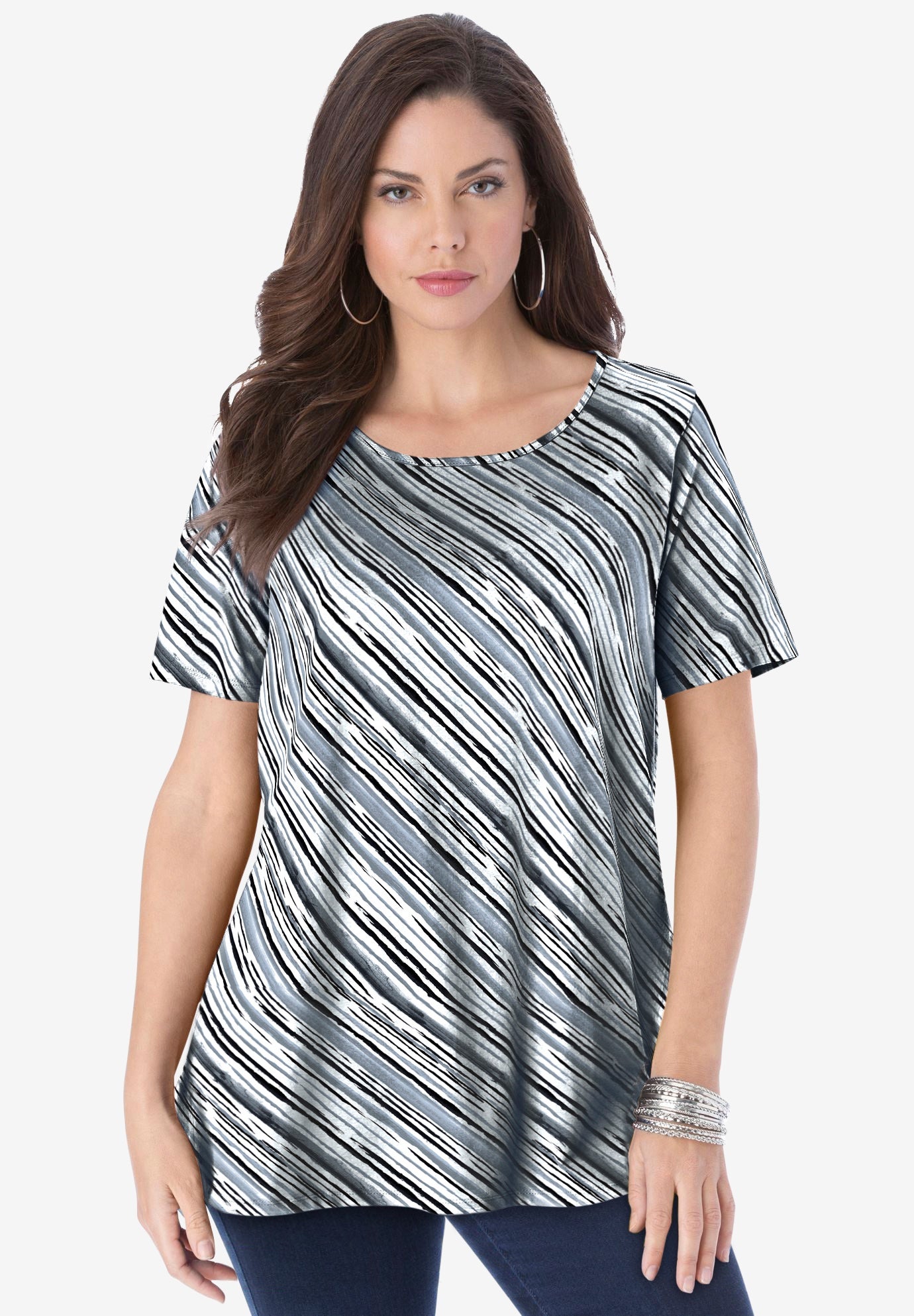 Plus Size Ultimate Cotton Crewneck Short Sleeve Swing Tee image number 0