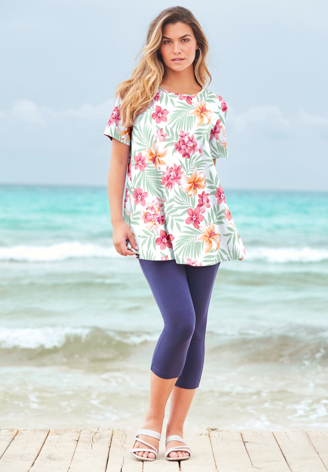 Plus Size Ultimate Cotton Crewneck Short Sleeve Swing Tee image number 1