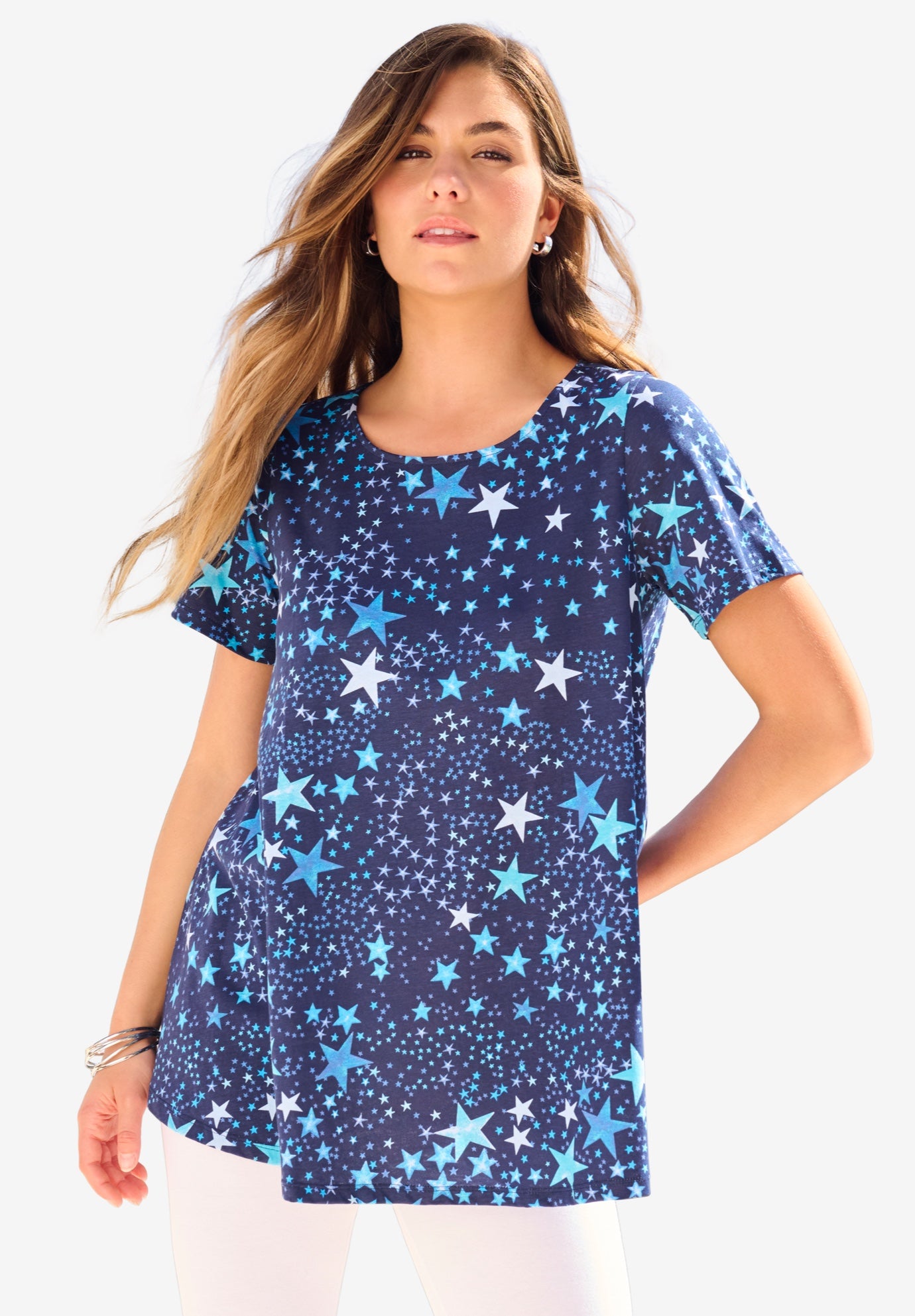 Plus Size Ultimate Cotton Crewneck Short Sleeve Swing Tee image number 0