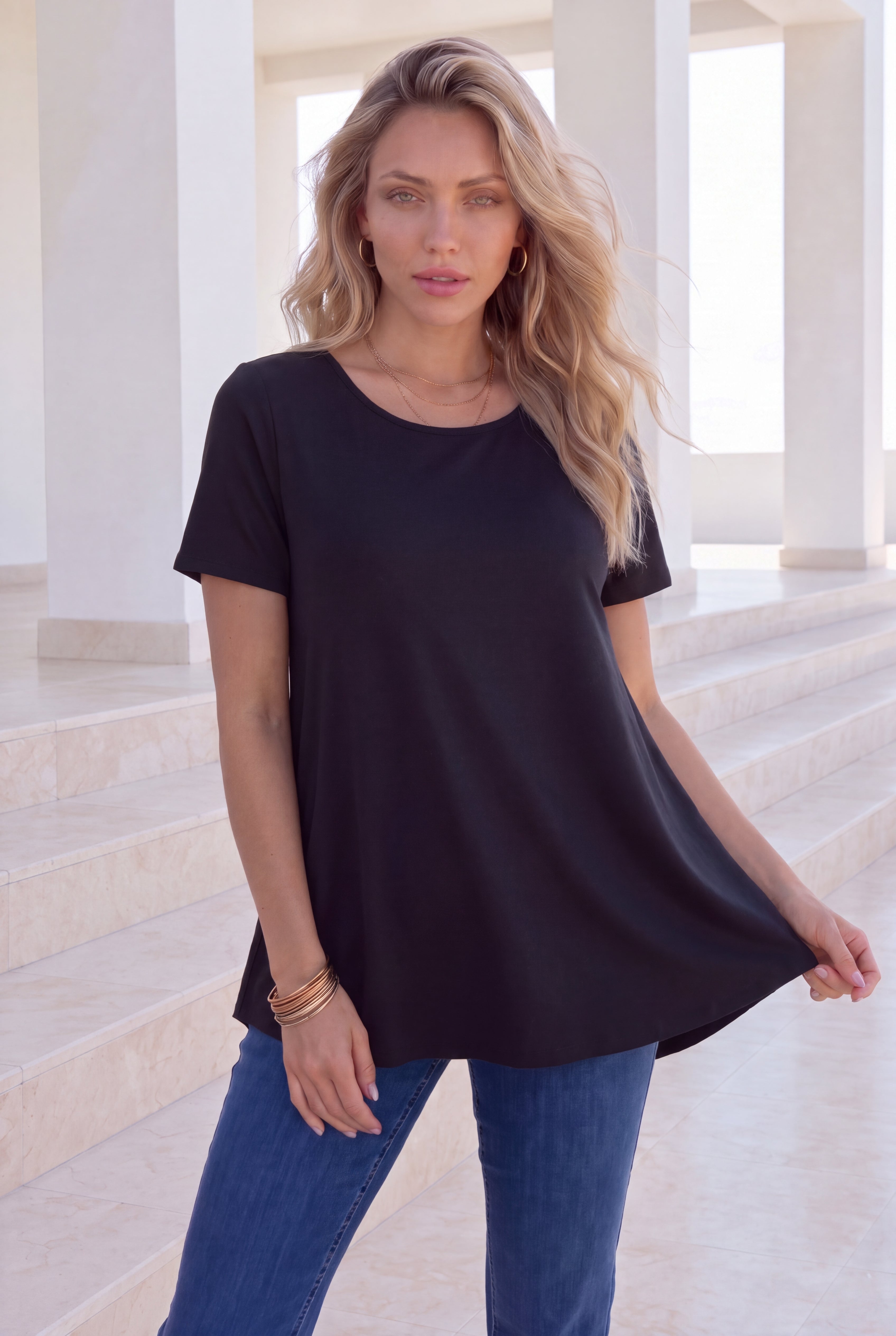 Plus Size Ultimate Cotton Crewneck Short Sleeve Swing Tee image number 0
