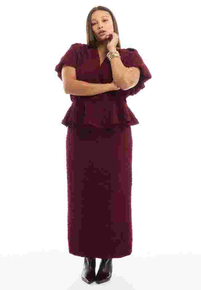 Textured Knit Column Midi Skirt image number 0
