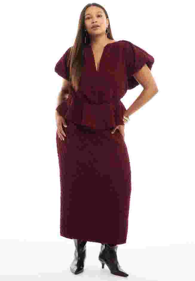 Textured Knit Peplum Top image number 0