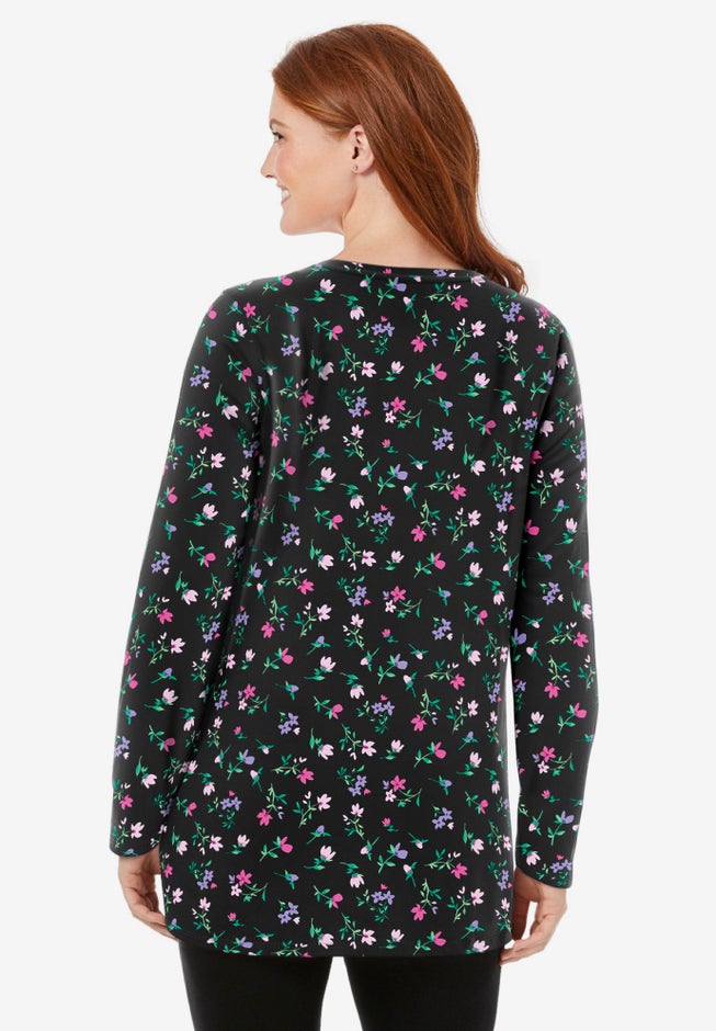 Perfect Printed Long-Sleeve Crewneck Tunic image number 1