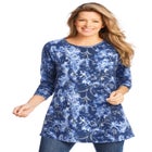 Perfect Printed Long-Sleeve Crewneck Tunic image number null