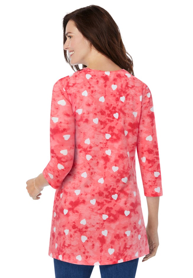 Perfect Printed Three-Quarter Sleeve Crewneck Tunic image number 1