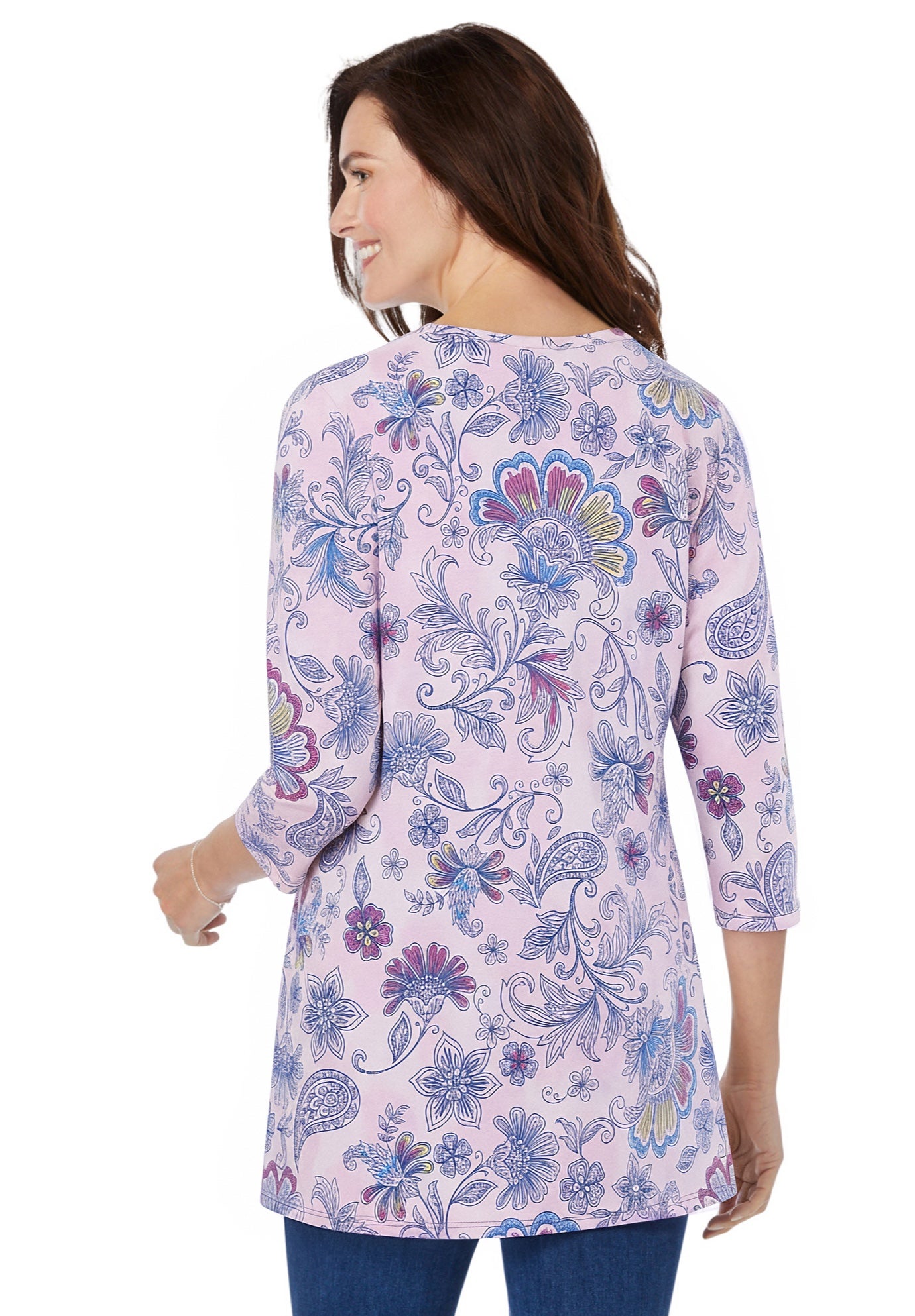 Perfect Printed Three-Quarter Sleeve Crewneck Tunic image number 1