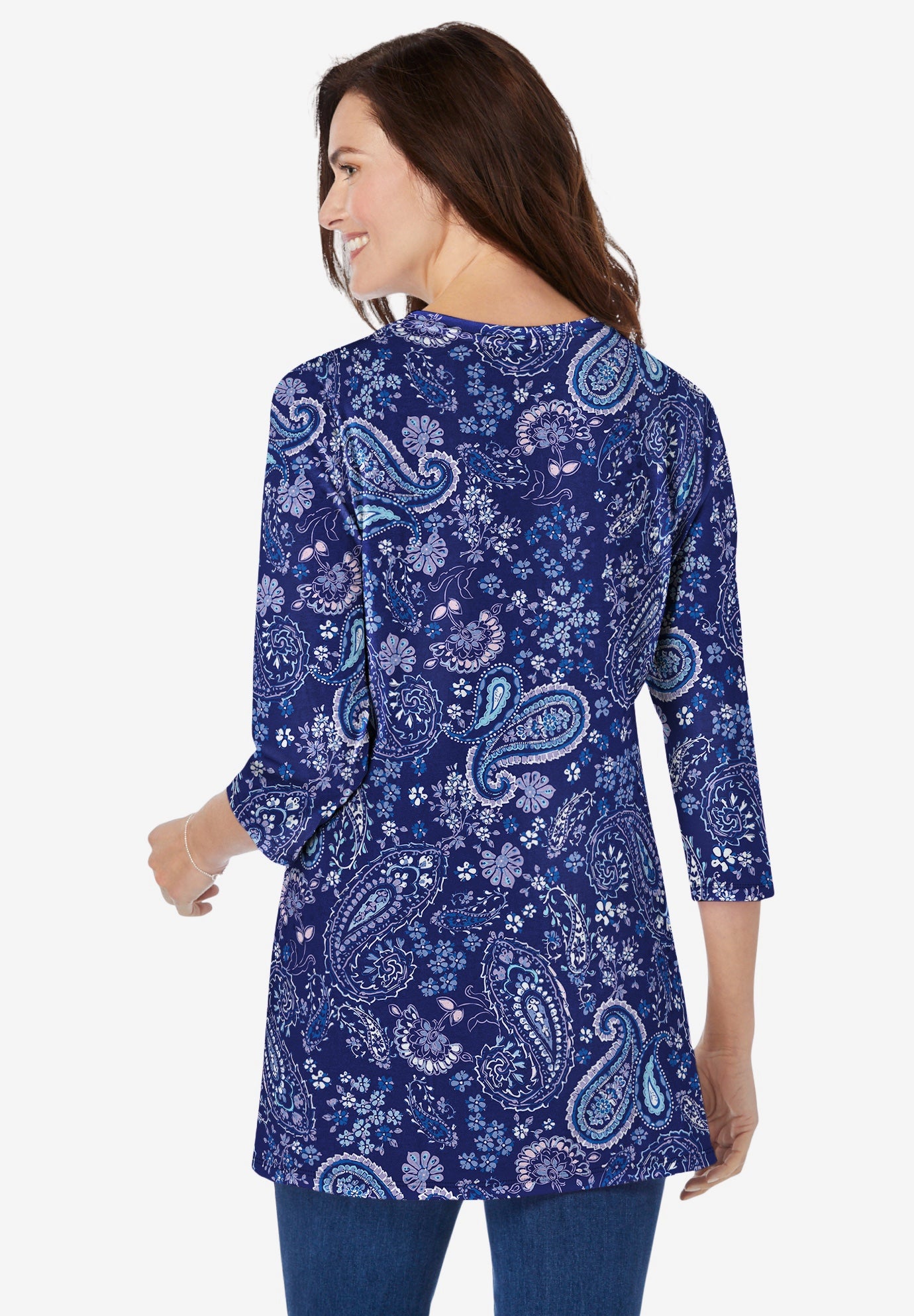Perfect Printed Three-Quarter Sleeve Crewneck Tunic image number 1