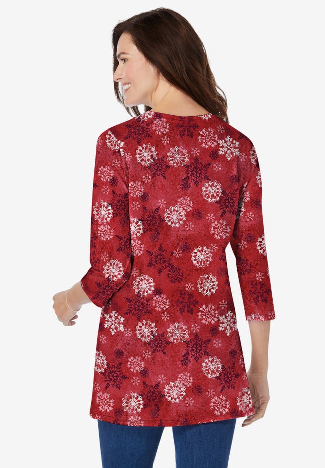 Perfect Printed Three-Quarter Sleeve Crewneck Tunic image number 1
