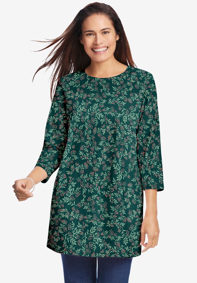 Perfect Printed Three-Quarter Sleeve Crewneck Tunic image number 0