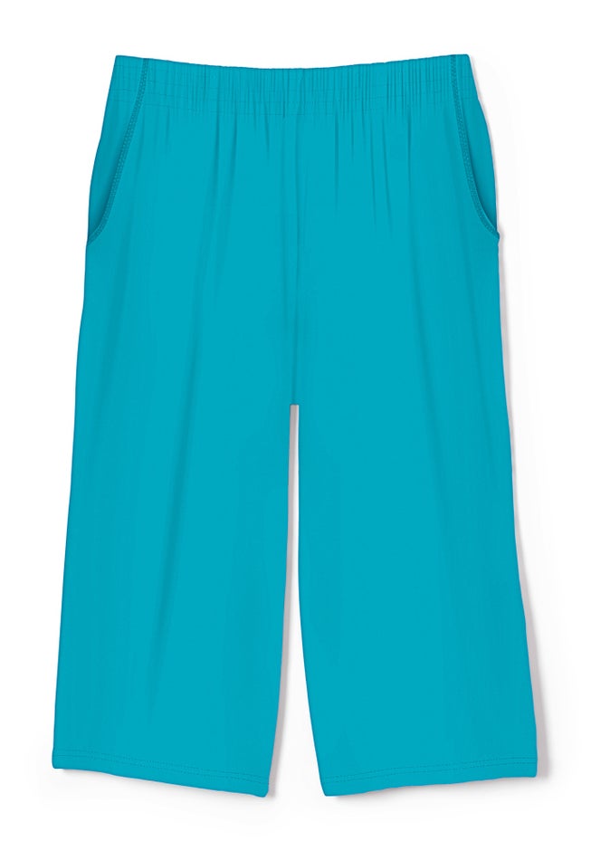 Elastic-Waist Pull-On Knit Pocket Capri Pants image number 4